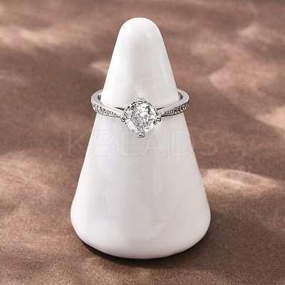 Brass Micro Pave Cubic Zirconia Finger Rings for Women RJEW-B153-01P-1