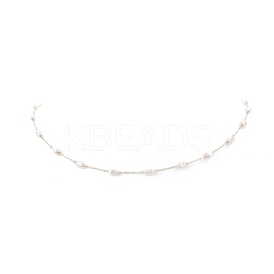 Glass Pearl Link Chain Necklace NJEW-JN04252-1
