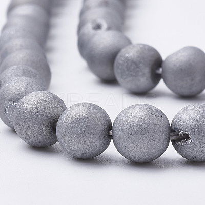 Electroplate Natural Druzy Geode Weathered Agate Beads Strands G-S284-10mm-07-1