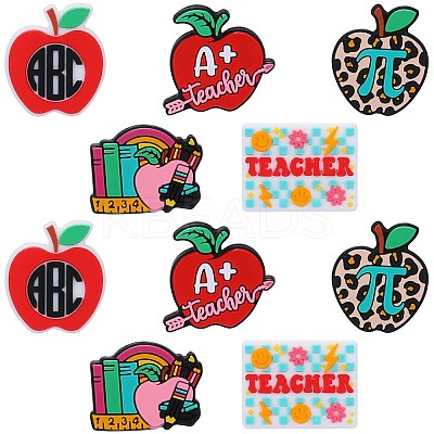 10Pcs 5 Styles Teachers' Day Silicone Focal Beads SIL-SZ0001-70-1