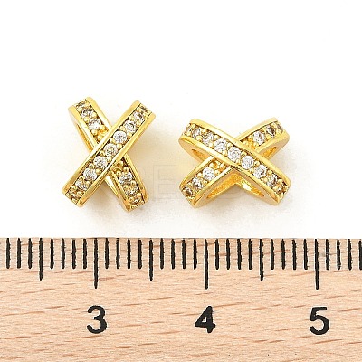 Brass Micro Pave Cubic Zirconia Beads KK-P297-06G-1