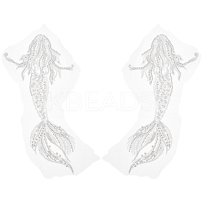 2Pcs Mermaid Computerized Embroidery Cloth Sew On Sequins Patches PATC-BC0001-01-1