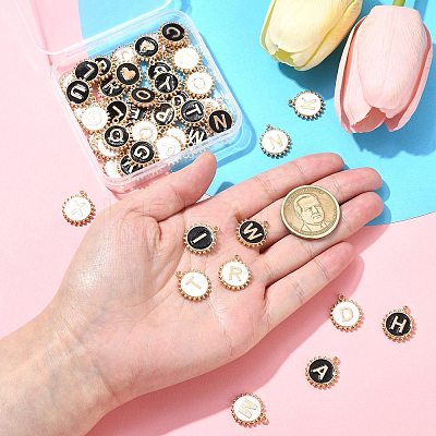 52Pcs 2 Colors Alloy Enamel Pendants ENAM-CJ0006-89-1