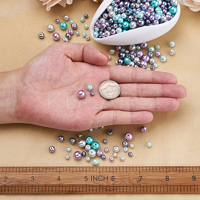 12 Strands 12 Styles Baking Painted Pearlized Glass Pearl Round Bead Strands HY-CW0001-03A-1