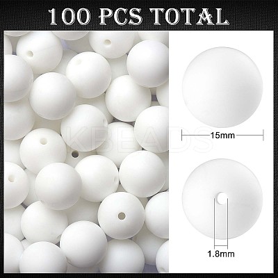 100Pcs Silicone Beads Round Rubber Bead 15MM Loose Spacer Beads for DIY Supplies Jewelry Keychain Making JX454A-1