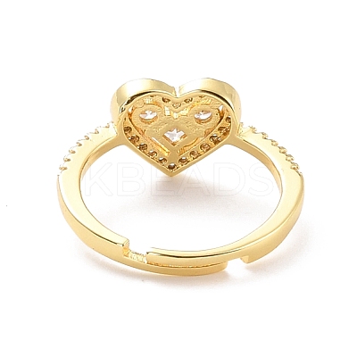 Heart Cubic Zirconia Adjustable Finger Ring for Valentine's Day RJEW-C004-02-RS-1