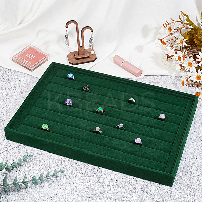 Velvet with Wood Jewelry Display Storage Plate ODIS-WH0038-92-1
