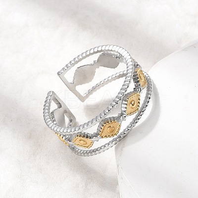Adjustable 304 Stainless Steel Cuff Rings for Women RJEW-B150-01GP-07-1