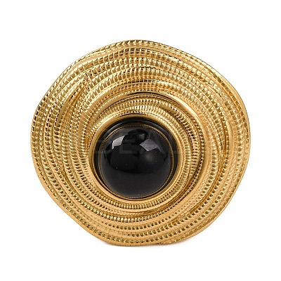 Round Natural Mixed Stone Finger Rings RJEW-Q822-17G-1