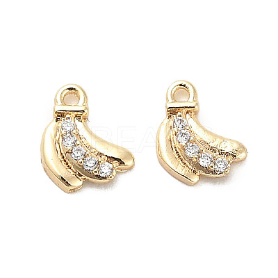 Brass Micro Pave Clear Cubic Zirconia Charms KK-C054-12G-1