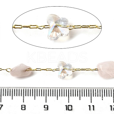 Handmade Nuggets Natural Rose Quartz Beaded Chains CHC-F020-08G-01-1