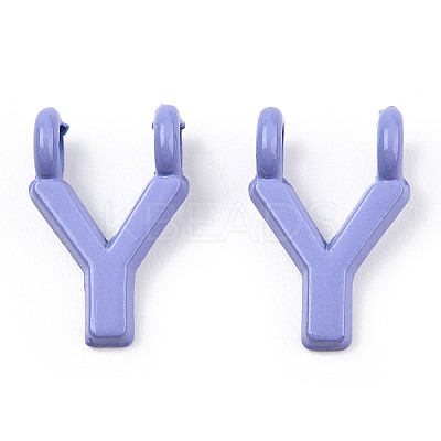 Rack Plating Spray Painted Alloy 2-Loop Link Pendants PALLOY-N176-01Y-1