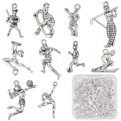 60Pcs 10 Style Tibetan Style Alloy Pendants FIND-SC0003-69-1