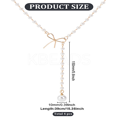 4Pcs Alloy Bowknot Pendant Necklaces for Women NJEW-LP0001-28A-1
