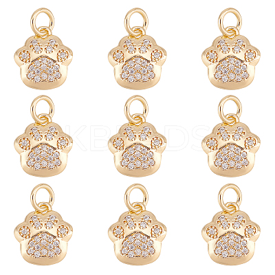 10Pcs Brass Micro Pave Clear Cubic Zirconia Charms KK-FH0003-23-1