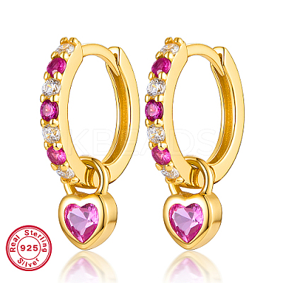 Real 18K Gold Plated 925 Sterling Silver Dangle Hoop Earrings BK3514-3-1