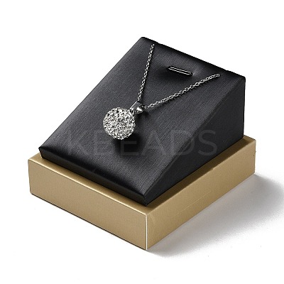 Wood Coverd with PU Leather Slant Back Pendant Necklace Display Pedestals ODIS-C010-03-1