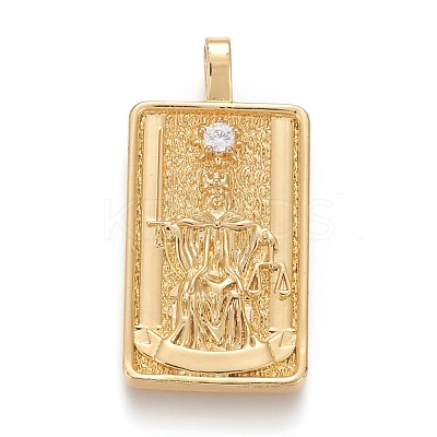 Brass Micro Pave Clear Cubic Zirconia Pendants ZIRC-Z004-01T-1