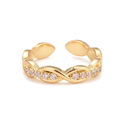 Clear Cubic Zirconia Horse Eye Cuff Rings KK-Z023-06G-1