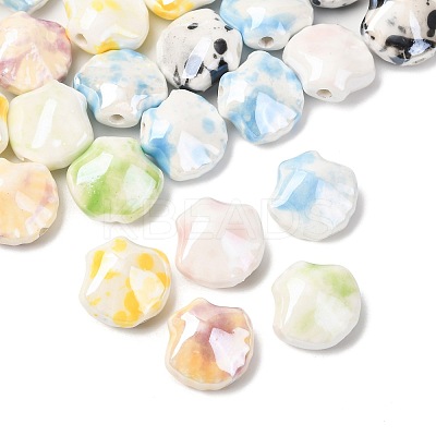 26Pcs 6 Colors Shell Shape Glazed Porcelain Beads PORC-FS0001-35-1