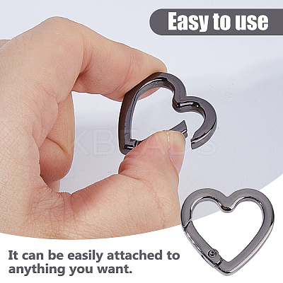 10Pcs Heart Zinc Alloy Spring Gate Rings FIND-DC0008-21-1