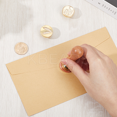 3 Styles Graduation Theme Golden Tone Brass Wax Seal Stamp Head AJEW-CP0007-50A-04-1
