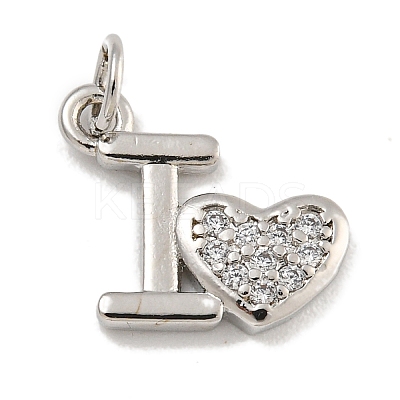 Rack Plating Brass Micro Pave Clear Cubic Zirconia Charms KK-U030-22P-1