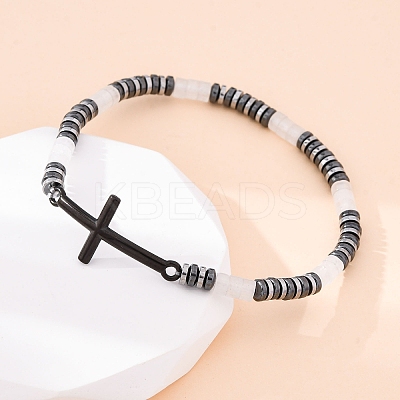 Bohemia Column Natural White Jade Bead Stretch Bracelets BJEW-F493-01EB-1