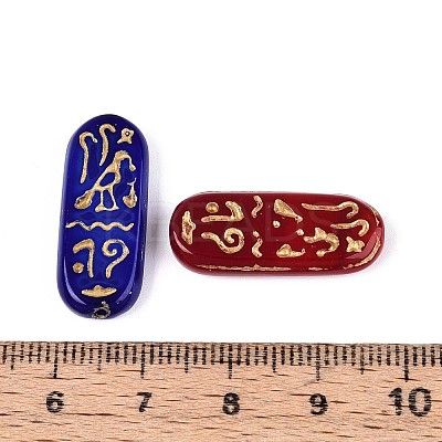 Oval with Rune Glass Beads GLAA-T025-66M-1