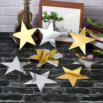 48Pcs 2 Colors Paper Glitter Star Wall Decoration AJEW-SP0001-16B-1