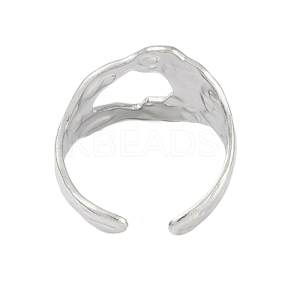 Non-Tarnish 304 Stainless Steel Textured Open Cuff Rings RJEW-C095-08A-P-1