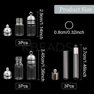 30Pcs 4 Styles Glass Bottle Pendants GLAA-YW0004-23-1