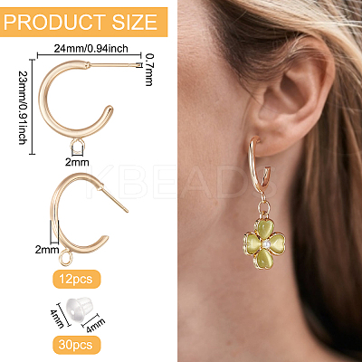 12Pcs Brass Ring Stud Earring Findings KK-BC0011-04-1