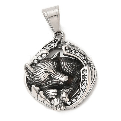 316L Stainless Steel Tibetan Style Rhinestone Pendants LS-STAS-D096-01C-AS-1