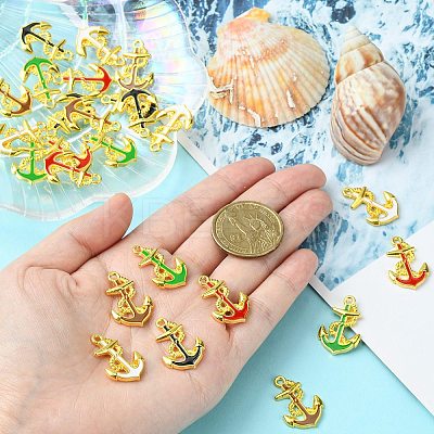 25Pcs 5 Colors Alloy Enamel Pendants ENAM-CJ0004-01-1