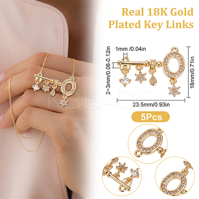 5Pcs Brass Cubic Zirconia Pendants KK-BBC0003-05-1