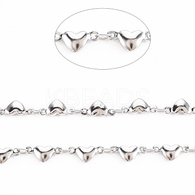 Non-Tarnish 201 Stainless Steel Heart & Oval Link Chains STAS-N092-116-1