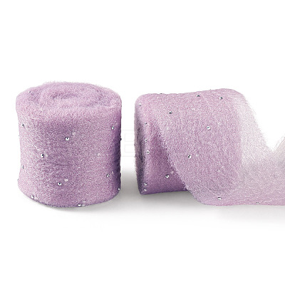 2Rolls Polyester Hot-fix Rhinestone Raw Edges Ribbon OCOR-TA0003-95C-1