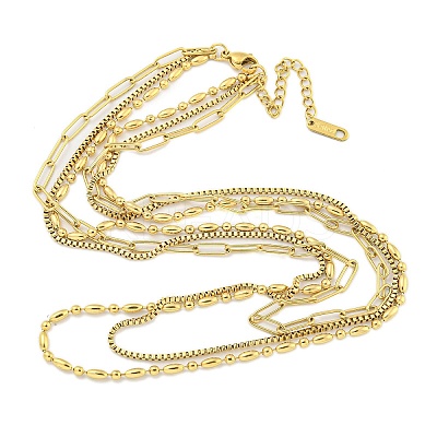 Ion Plating(IP) 304 Stainless Steel Multi Layered Necklaces NJEW-S426-04G-1