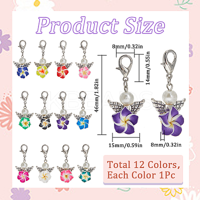 Flower Polymer Clay Pendant Locking Stitch Markers HJEW-SC00077-1