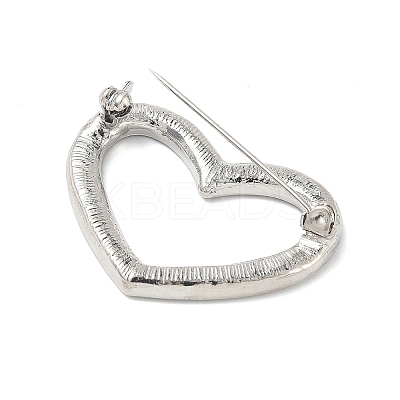 Heart Zinc Alloy Rhinestone Brooches for Backpack Clothes JEWB-R069-01P-1
