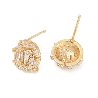 Brass Micro Pave Cubic Zirconia Stud Earring Findings LS-KK-Z094-12G-1