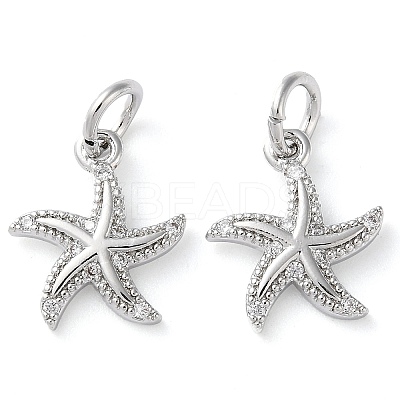 Rack Plating Brass Micro Pave Clear Cubic Zirconia Charms KK-D097-04P-1