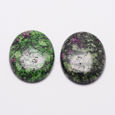 Oval Natural Sesame Jasper/Kiwi Jasper Cabochons X-G-K020-18x13mm-09-1-1
