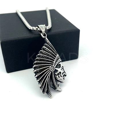 Vintage Native American 304 Stainless Steel Pendant Men’s Necklaces AR3449-1