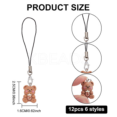 Cute Bear Decoration Nylon Phone Charms Strap HJEW-PH01743-1