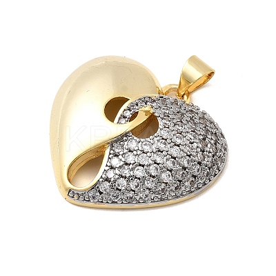 Brass Micro Pave Clear Cubic Zirconia Pendants KK-H519-14B-GP-1