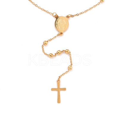 304 Stainless Steel Rosary Bead Necklaces For Religion X-STAS-B021-02G-1