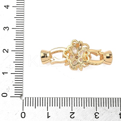 Flower Brass Micro Pave Cubic Zirconia Fold Over Clasps KK-S531-30G-C-1