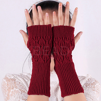 2 Pairs Acrylic Fiber Yarn Knitting Fingerless Gloves AJEW-DJ0001-65C-1